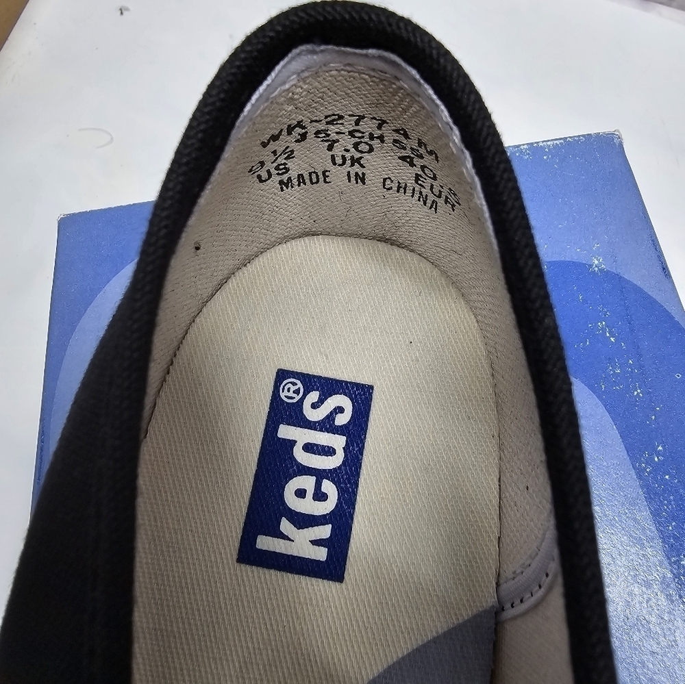 Keds Fundamentals Sneakers Black Canvas Flats Womens 9.5 Comfort Arch WK-2774M - Picture 5 of 9
